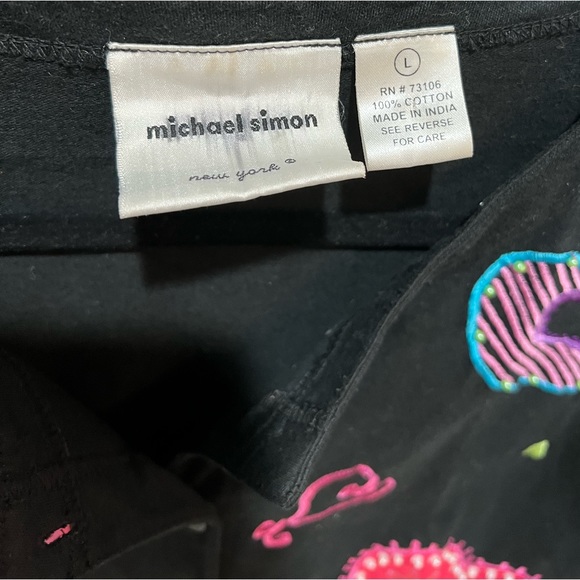 Michael Simon embroidered heart design cotton-cropped cardigan -Large- VG cond. - Picture 2 of 10